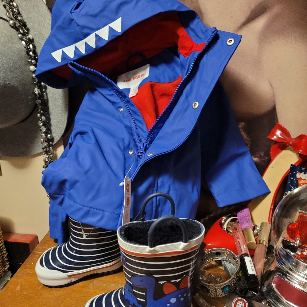 Kids rain coat and boots set.